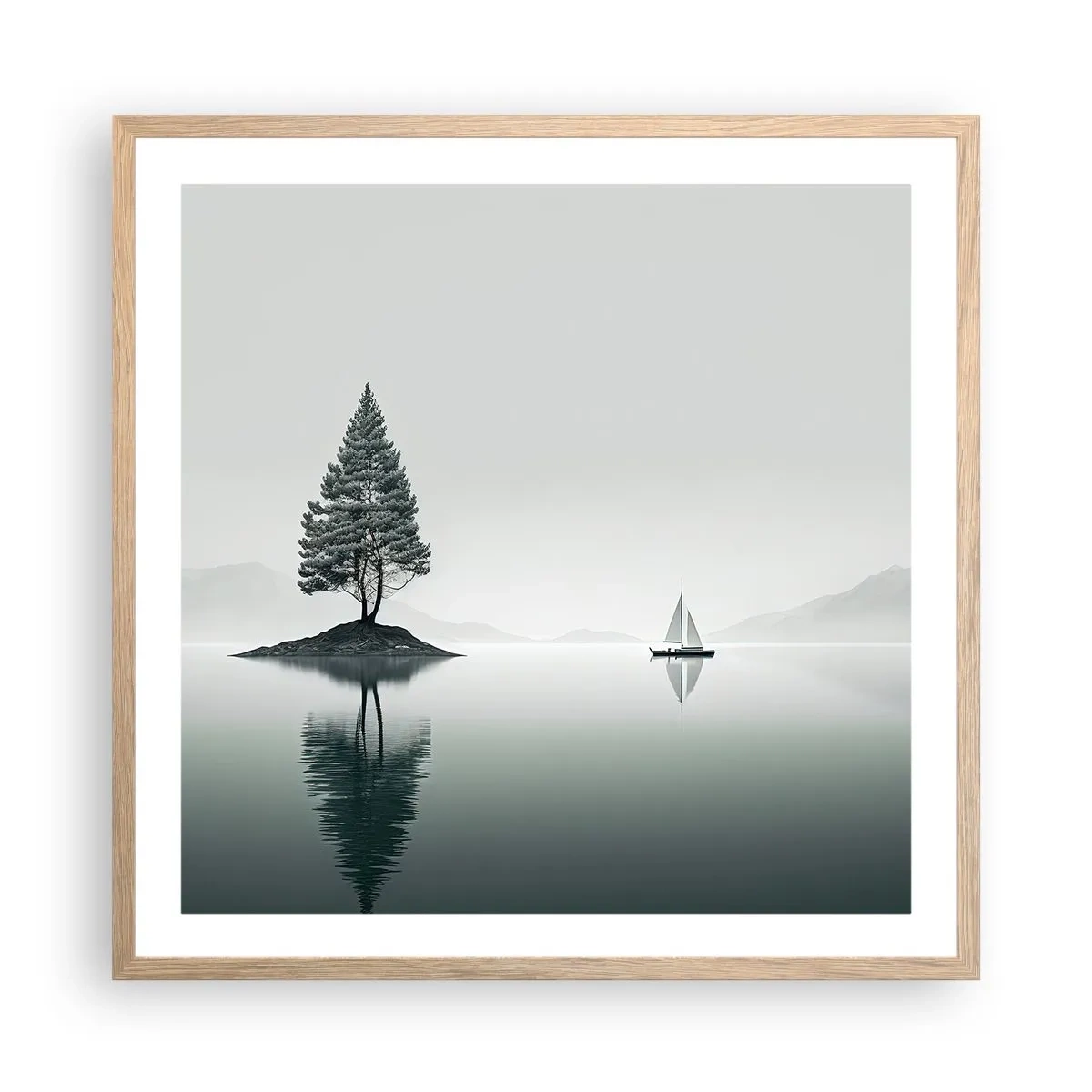 Plakat i ramme af lyst egetræ - En drøm - 60x60 cm