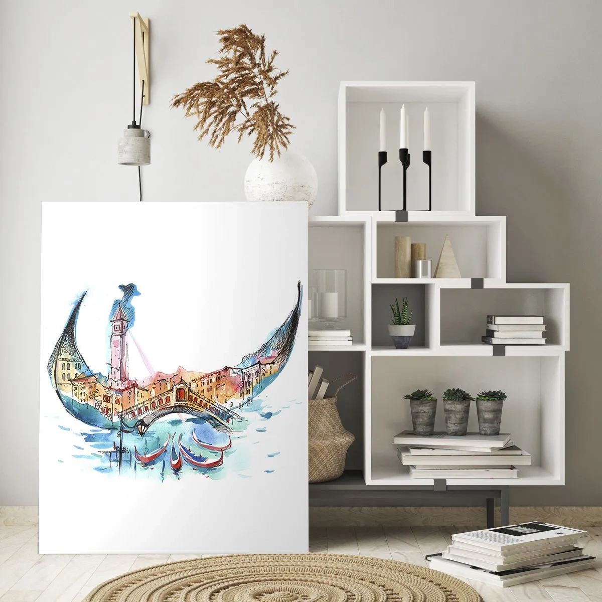 Billede på glas - Vi sejler gennem byen - 70x100 cm