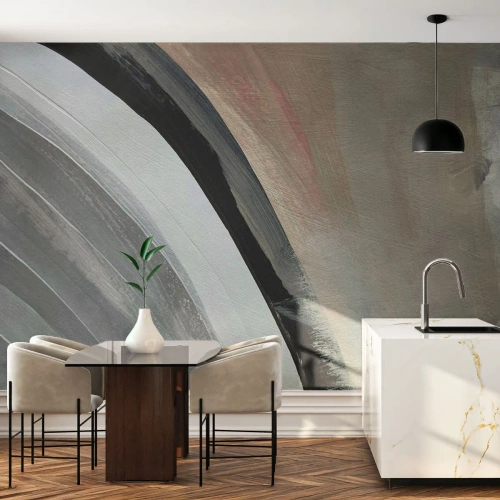 Fototapet Standard Eco - Komposition: en bue af sort og gråt - Abstraktion, Stykke, Moderne kunst - 300x210 cm