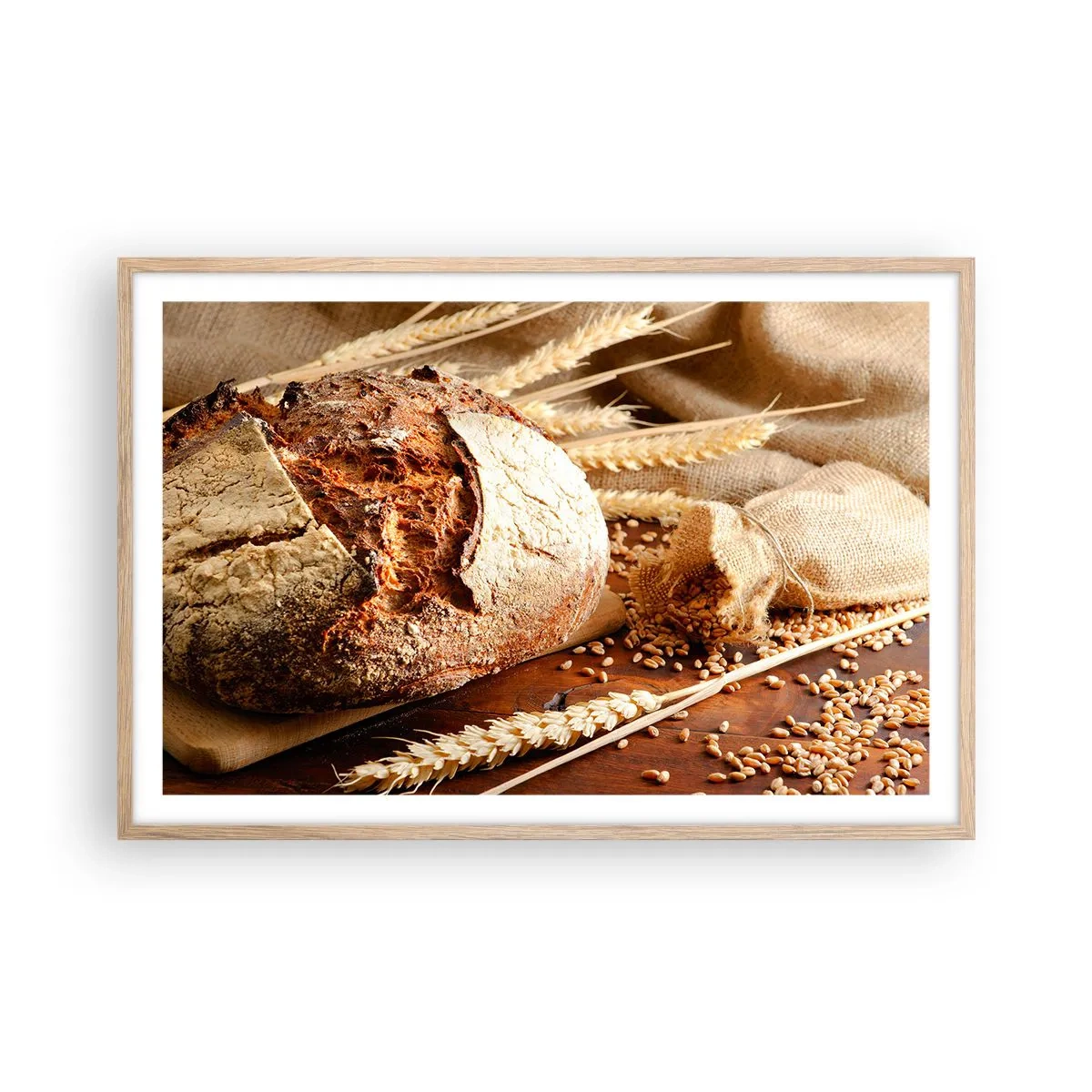 Plakat i ramme af lyst egetræ - Appetitlig, velduftende, sprød - 91x61 cm