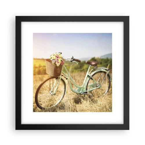 Plakat i sort ramme - Jeg bliver her et stykke tid - 30x30 cm