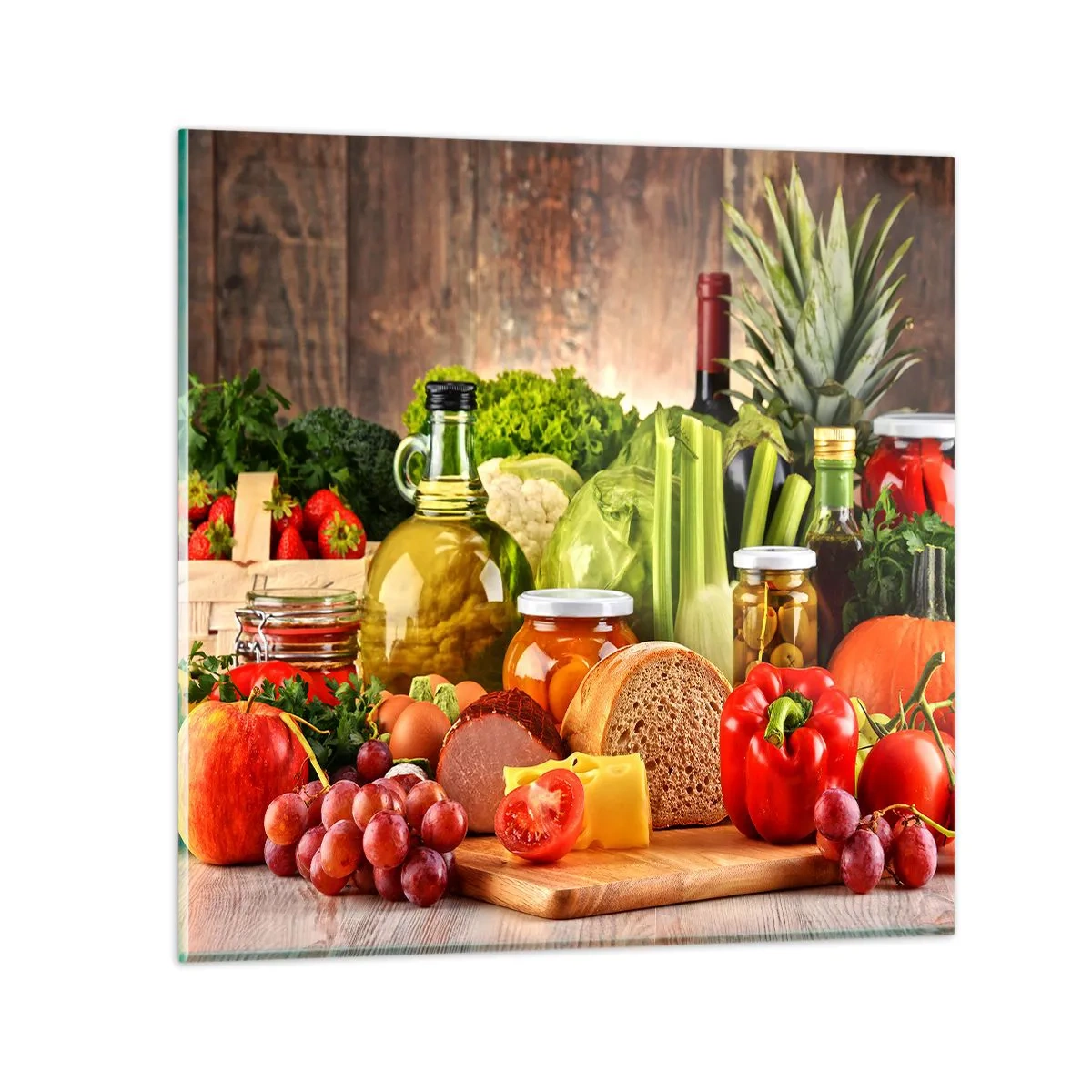 Billede på glas - Røget, ristet, marineret - 60x60 cm