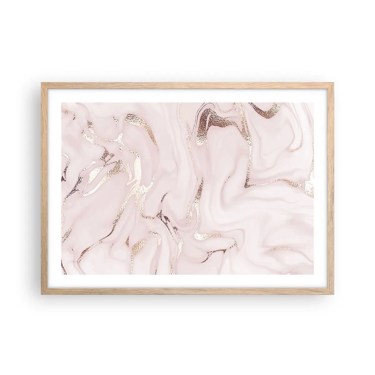 Plakat i ramme af lyst egetræ - I et lyserødt tørklæde - 70x50 cm