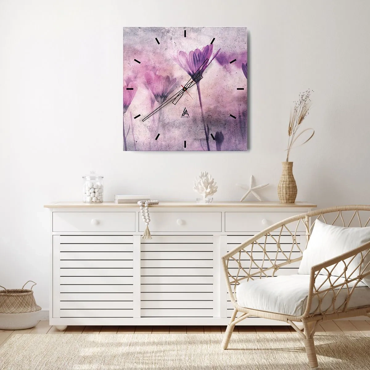 Vægur, Uret - En drøm af blomster - 30x30 cm