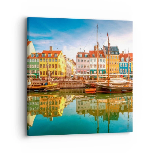 Lærredstryk - Billede på lærred - Over vand så glat som et spejl - 30x30 cm