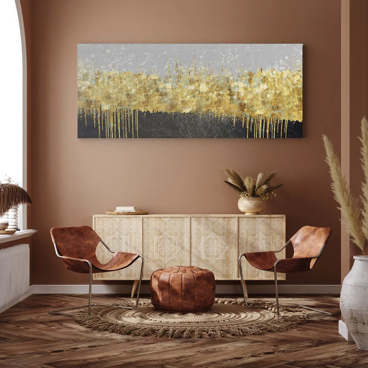 Lærredstryk - Billede på lærred - Indad og opad - 100x40 cm