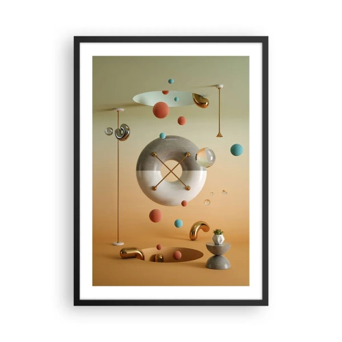 Plakat i sort ramme - En abstrakt komposition af geometriske former i varme farver. - 50x70cm - Alt kan ske - Moderne vægdekoration til stue og soveværelse ARTTOR