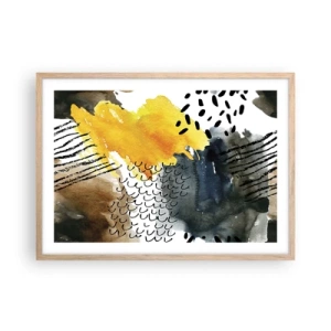 Plakat i ramme af lyst egetræ - Et møde mellem elementerne - 70x50 cm