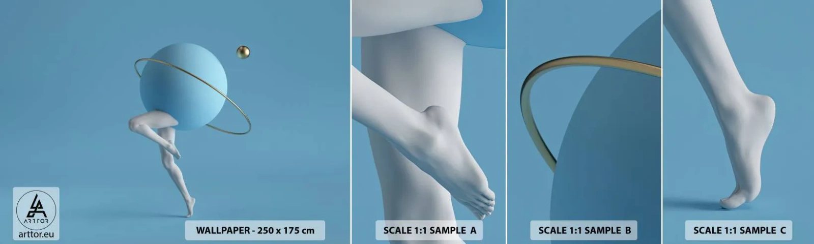 Fototapet Prøve Standard Eco - Og planeterne går amok - Abstraktion, Ben, Tredimensionel - 100x30 cm