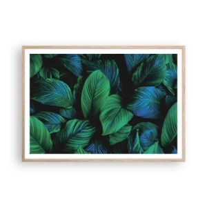 Plakat i ramme af lyst egetræ - I den grønne flok - 100x70 cm