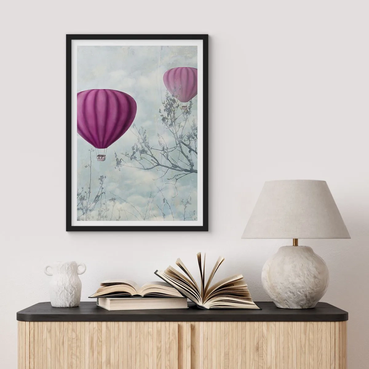 Plakat i sort ramme - Som skibe på himlen - 40x50 cm