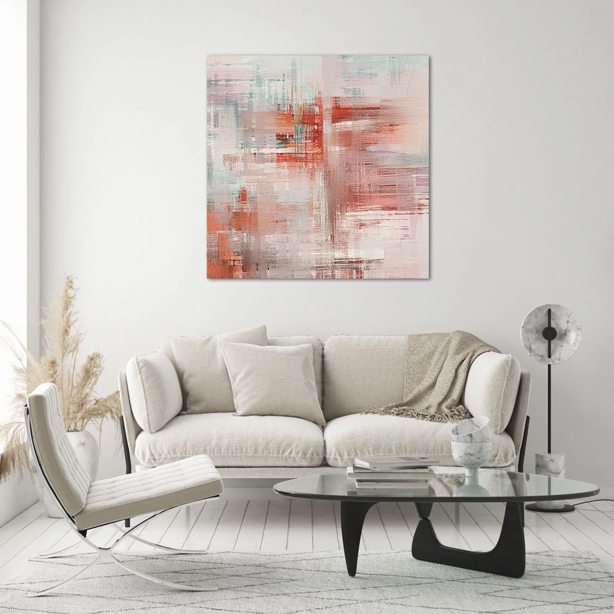 Billede på glas - Diset. Hvor er dog det lyserødt - 70x70 cm