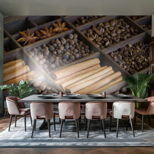 Fototapet Premium Canvas - Et skatkammer af aromaer - Krydderier, Kaffe, Kanel - 200x140 cm