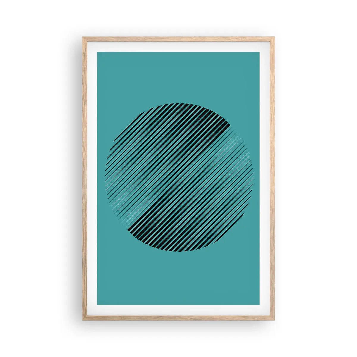 Plakat i ramme af lyst egetræ - Cirklen - en geometrisk variation - 61x91 cm