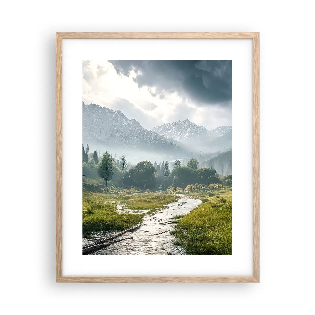 Plakat i ramme af lyst egetræ - Der og tilbage - 40x50 cm