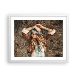 Plakat i hvid ramme - På vej til kærlighedens sommer - 50x40 cm