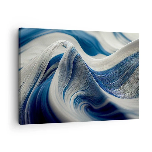 Lærredstryk - Billede på lærred - Abstrakte bølger i nuancer af blå og hvid - 70x50cm - Flydende blå og hvide farver - Moderne vægdekoration til stue og soveværelse ARTTOR
