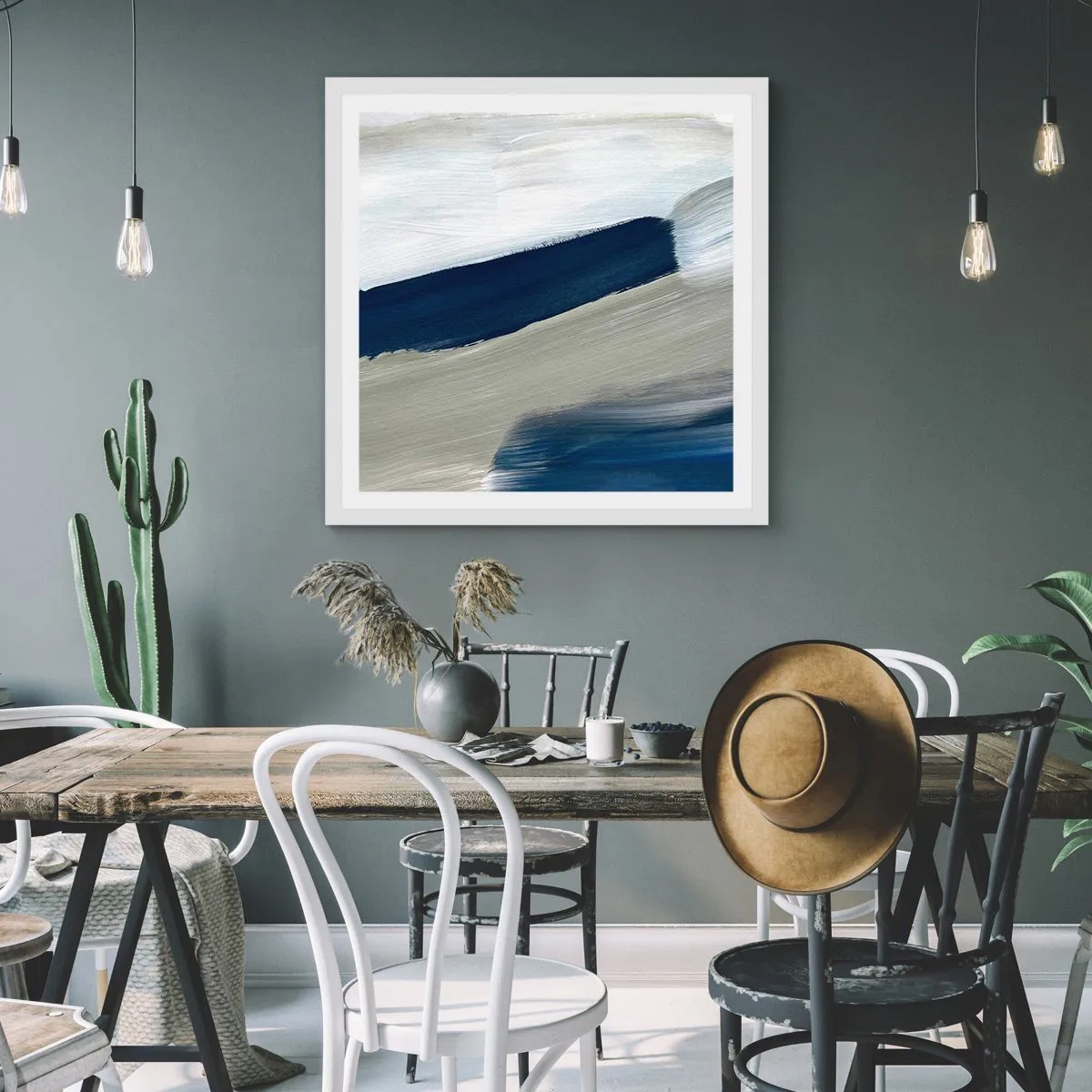 Plakat i hvid ramme - Møde med det hvide - 50x50 cm