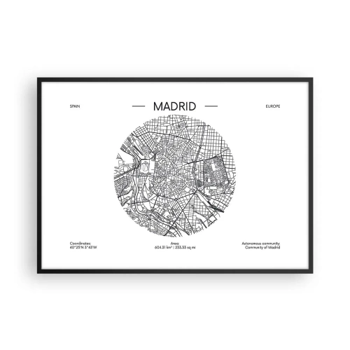 Plakat i sort ramme - Madrids anatomi - 100x70 cm