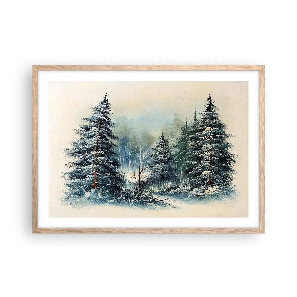 Plakat i ramme af lyst egetræ - Klar til jul - 70x50 cm