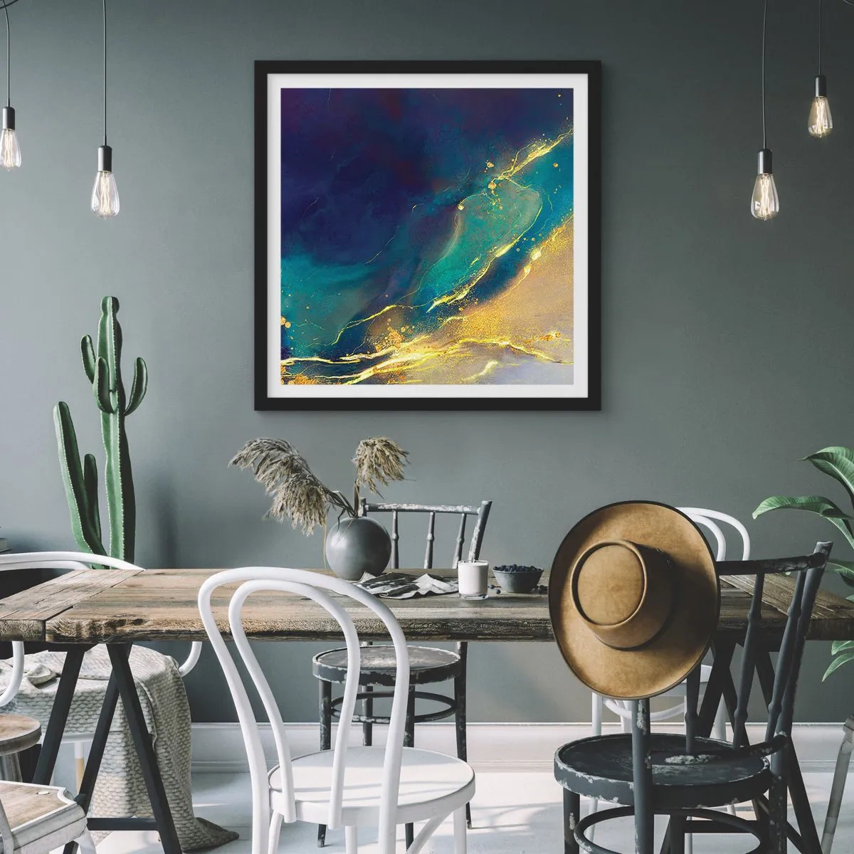 Plakat i sort ramme - Gylden marsk - 40x40 cm