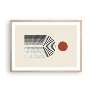 Plakat i ramme af lyst egetræ - Magnetisme af former og farver - 70x50 cm