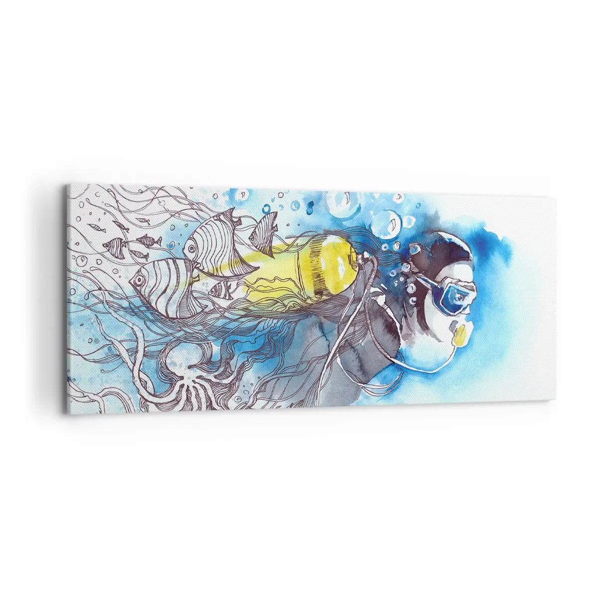 Lærredstryk - Billede på lærred - Stor blå - 120x50 cm