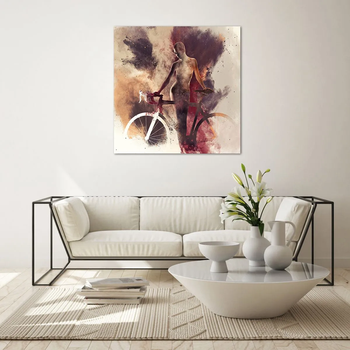 Billede på glas - I marmor former den cyklende sjæl - 40x40 cm