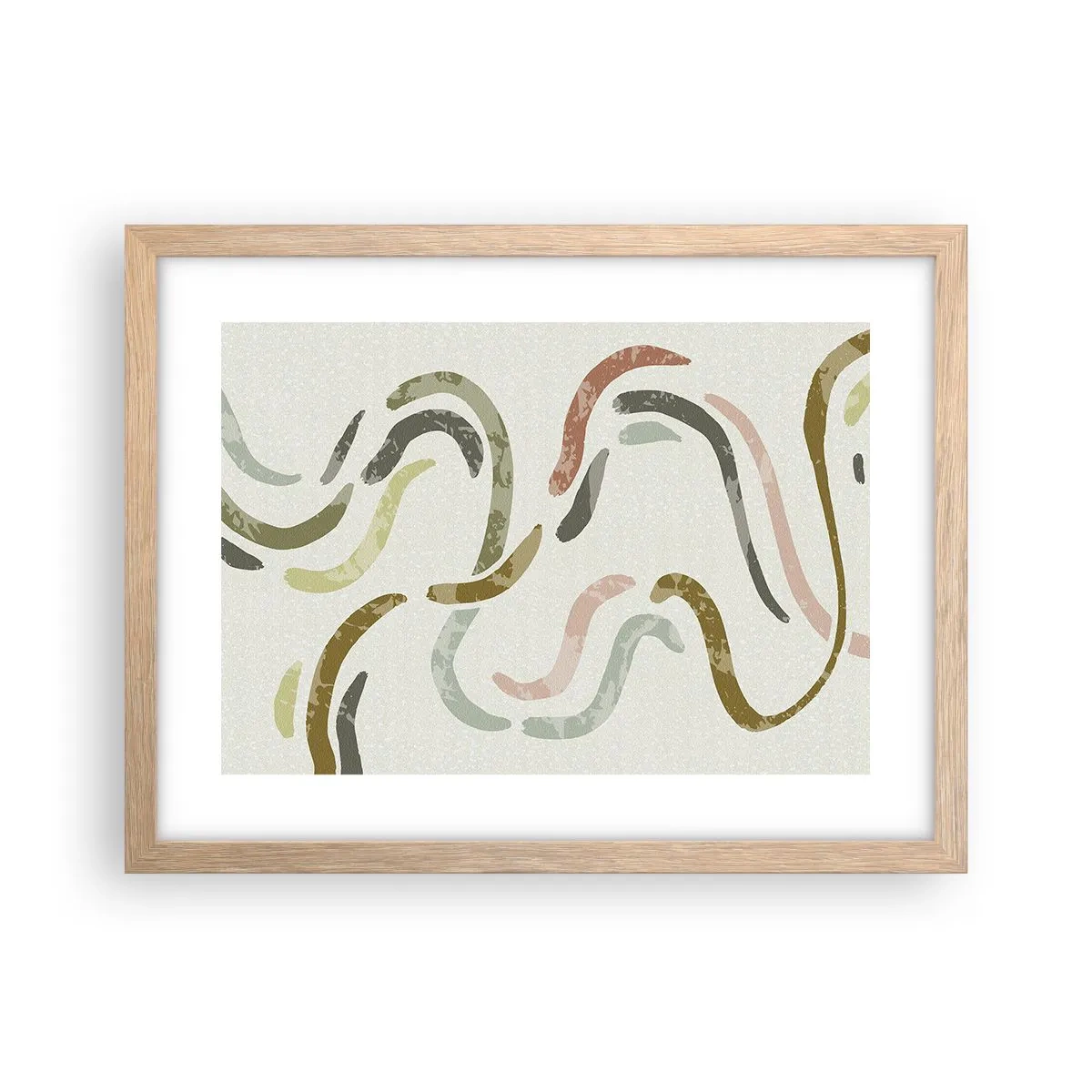 Plakat i ramme af lyst egetræ - Abstraktionens glade dans - 40x30 cm