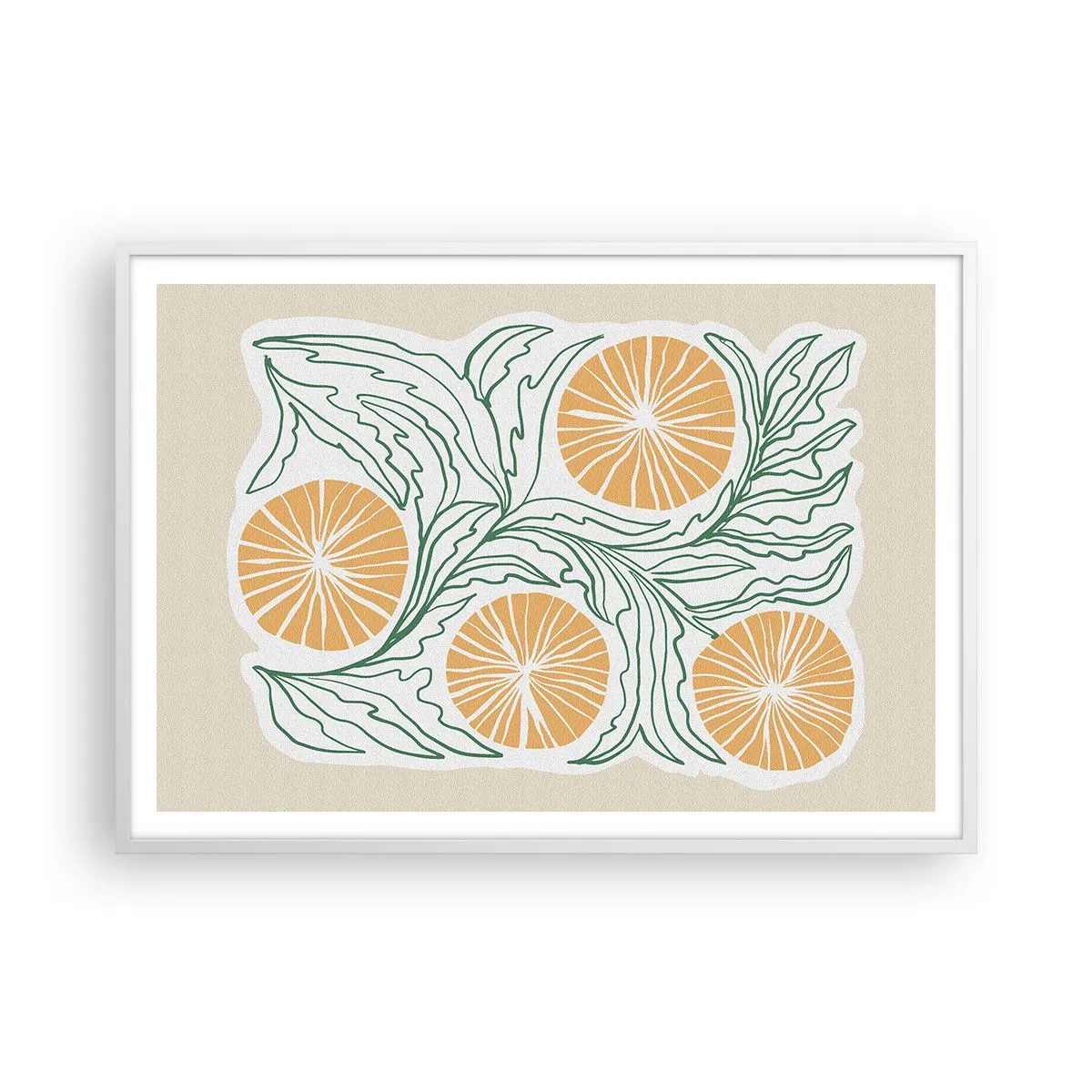 Plakat i hvid ramme - Etnisk med et strejf af abstraktion - 100x70 cm