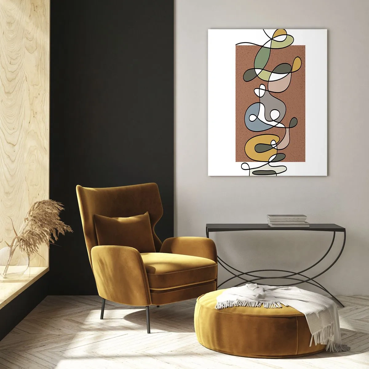 Billede på glas - En abstraktion, der er værd at smile over - 80x120 cm