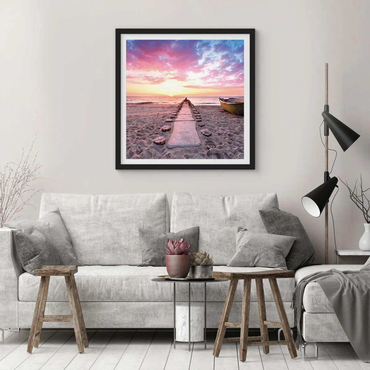 Plakat i sort ramme - Et øjeblik med en dybtgående oplevelse - 60x60 cm