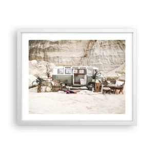 Plakat i hvid ramme - Tid til at starte rejsen - 50x40 cm