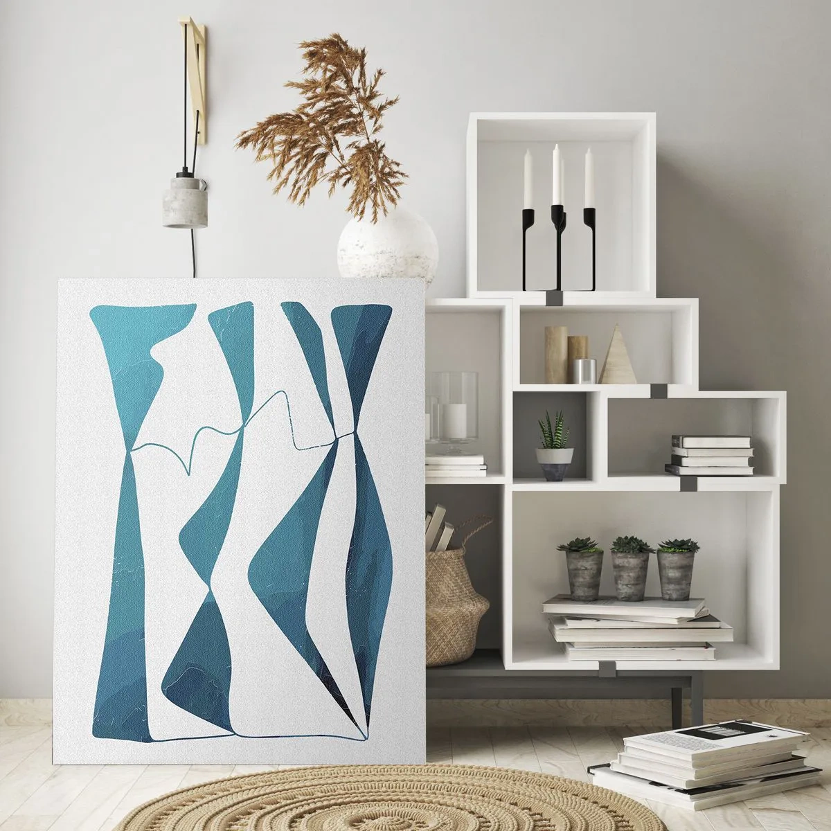 Billede på glas - Abstraktion: en turkis sammensætning - 80x120 cm