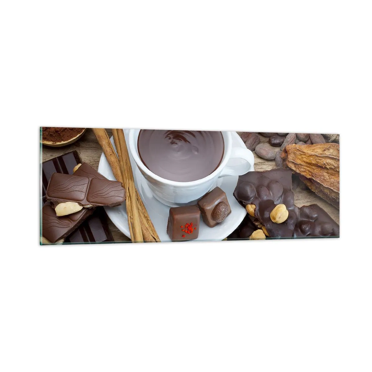 Billede på glas - Fra en eventyrlig chokoladefabrik - 90x30 cm
