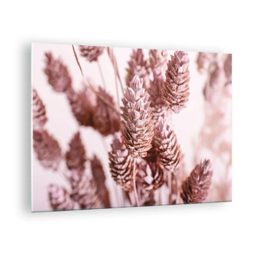 Billede på glas - Tørrede græsører i nuancer af pudderrosa - 70x50cm - Tilsyneladende ubemærket - Moderne vægdekoration til stue og soveværelse ARTTOR