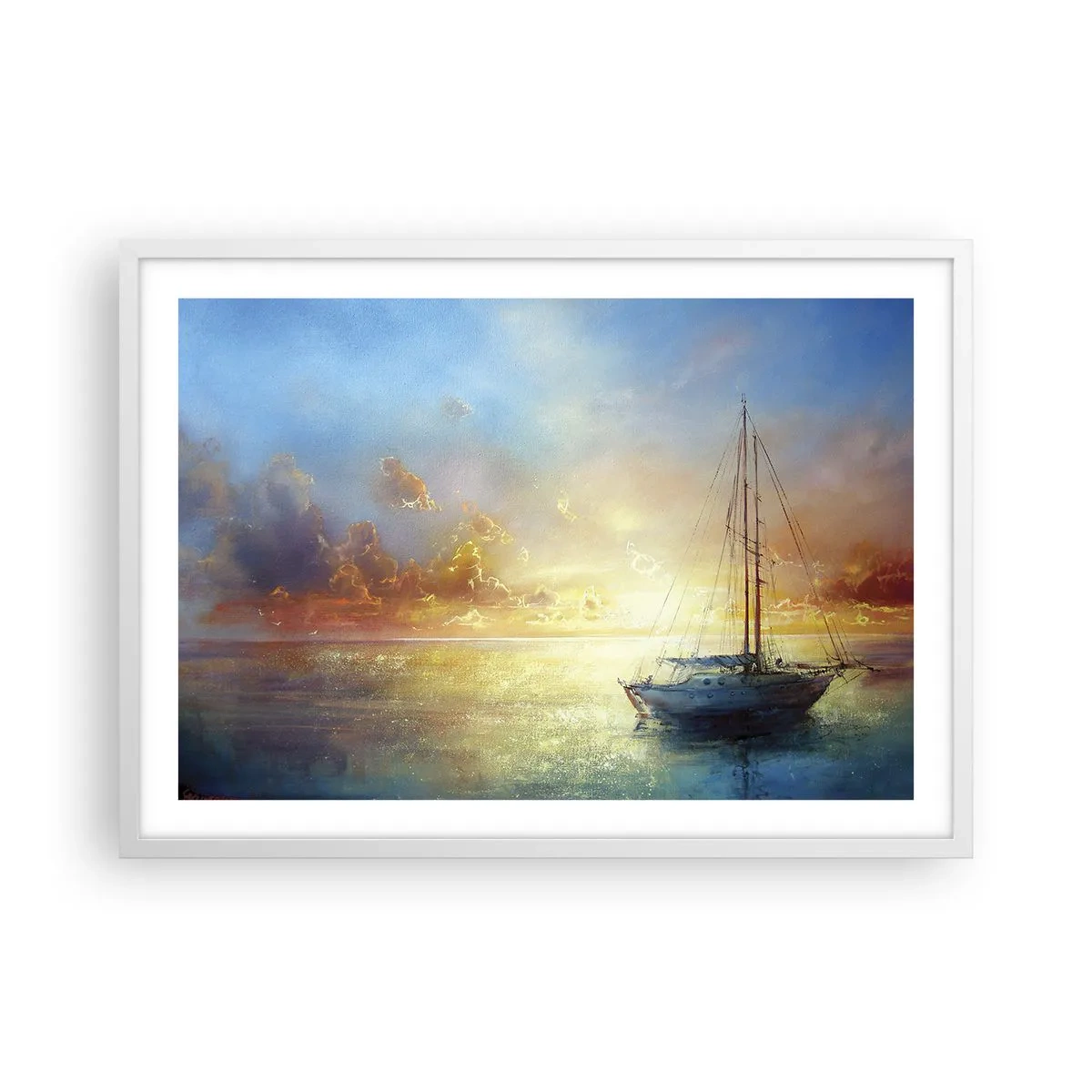 Plakat i hvid ramme - I en gylden bugt - 70x50 cm