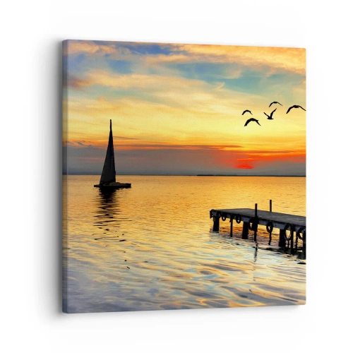 Lærredstryk - Billede på lærred - Returnering om aftenen - 30x30 cm