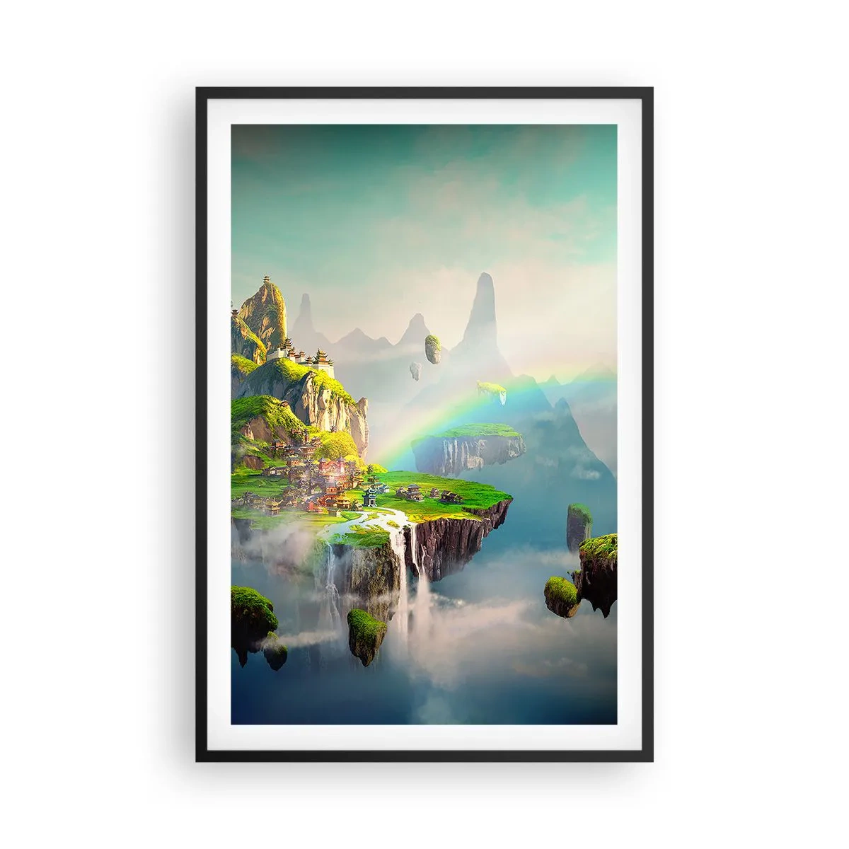 Plakat i sort ramme - Midden - lykkelige øer - 61x91 cm