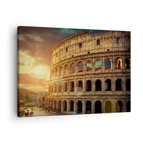 Lærredstryk - Billede på lærred - Colosseum i Rom ved solnedgang - 70x50cm - Kolossalt indtryk - Moderne vægdekoration til stue og soveværelse ARTTOR