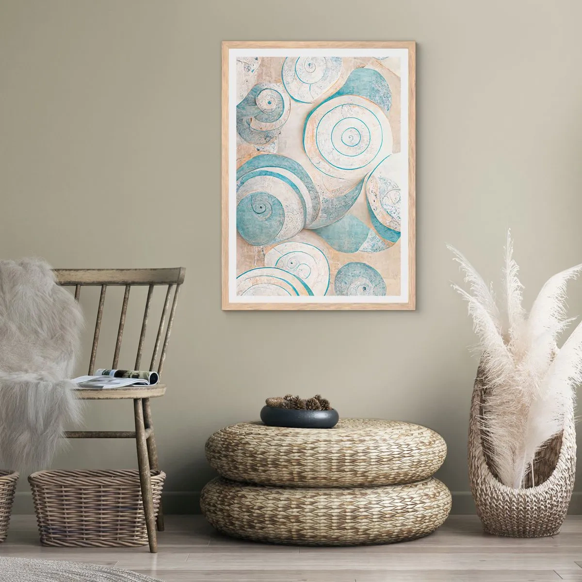 Plakat i ramme af lyst egetræ - Hvad gemmer skallen på? - 40x50 cm