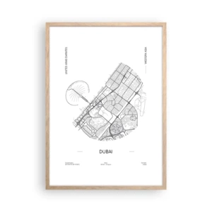 Plakat i ramme af lyst egetræ - Dubais anatomi - 50x70 cm