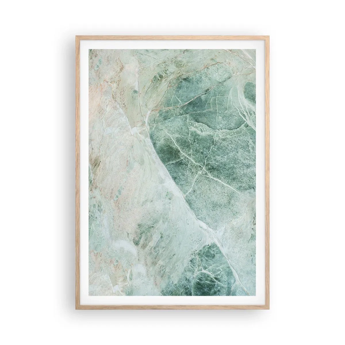 Plakat i ramme af lyst egetræ - Den ædle kølighed af sten - 70x100 cm