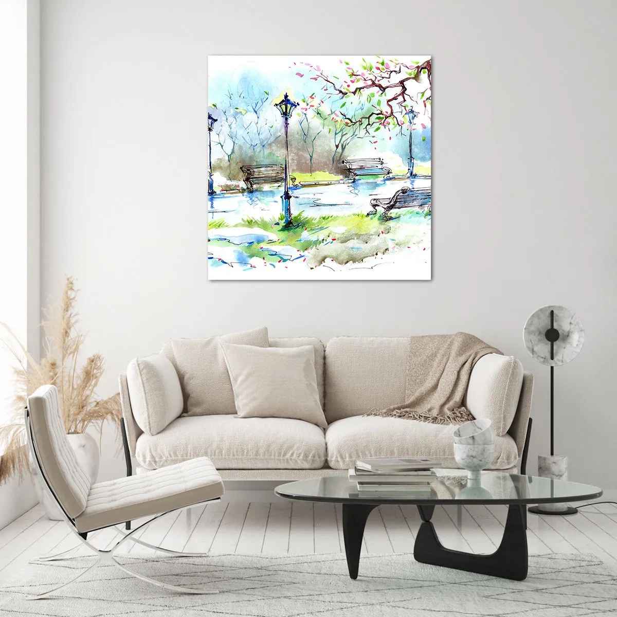 Billede på glas - Den magiske stilhed i parken - 70x70 cm