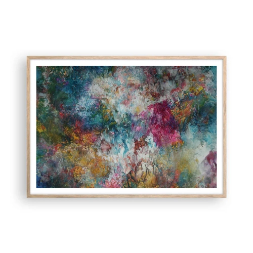 Plakat i ramme af lyst egetræ - I fuldt flor - 100x70 cm