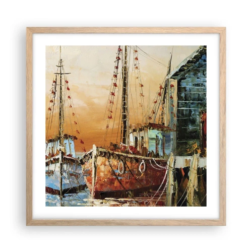 Plakat i ramme af lyst egetræ - Fredelig tilbagevenden - 50x50 cm