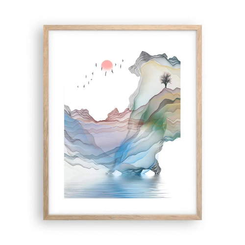 Plakat i ramme af lyst egetræ - Mod krystalbjergene - 40x50 cm
