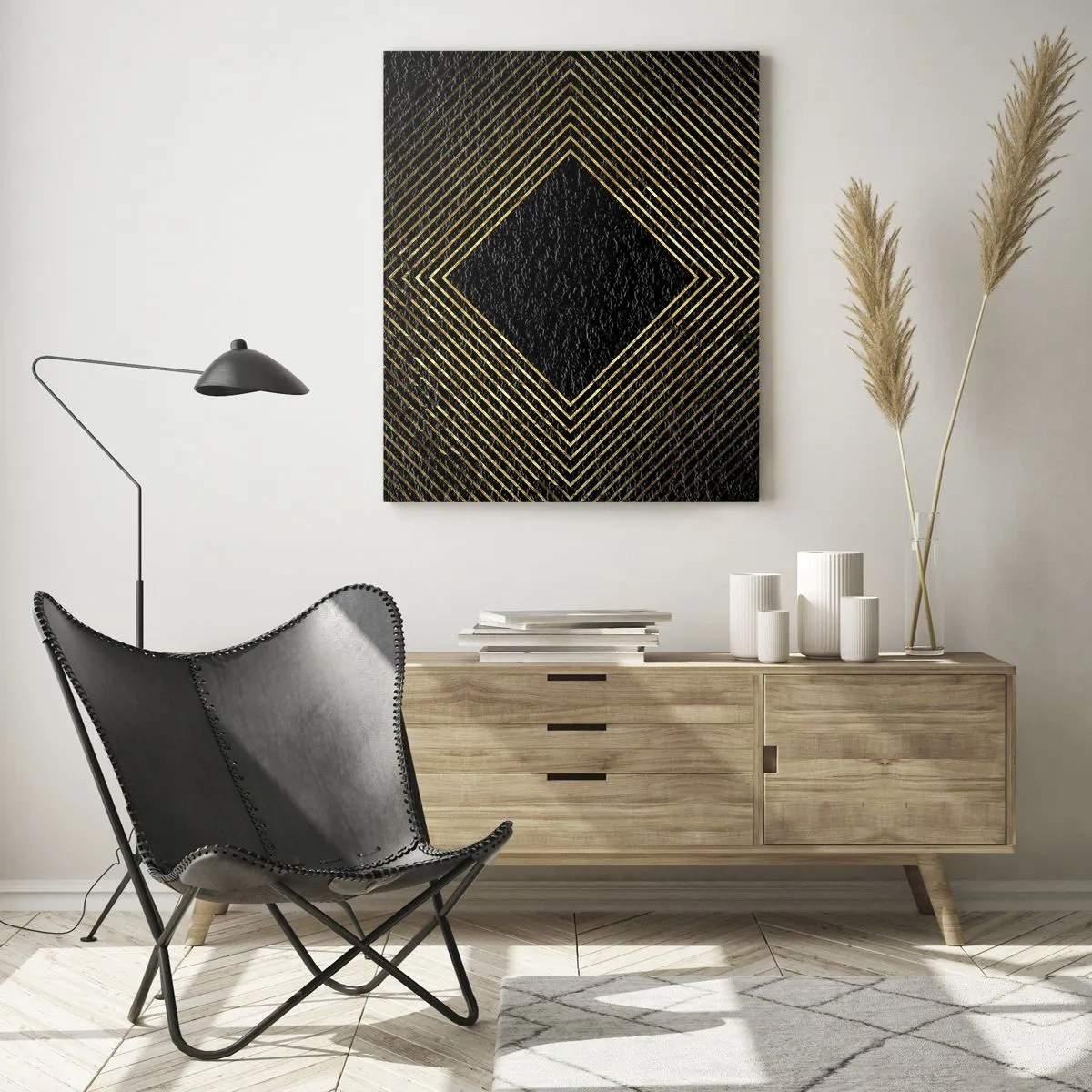 Billede på glas - Geometri i glamour-stil - 50x70 cm