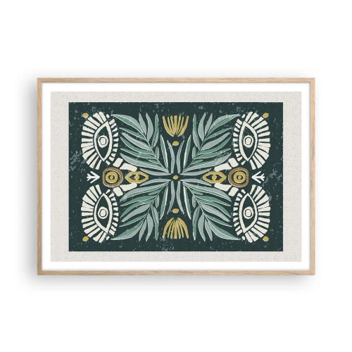 Plakat i ramme af lyst egetræ - Som en folkeudskæring - 100x70 cm