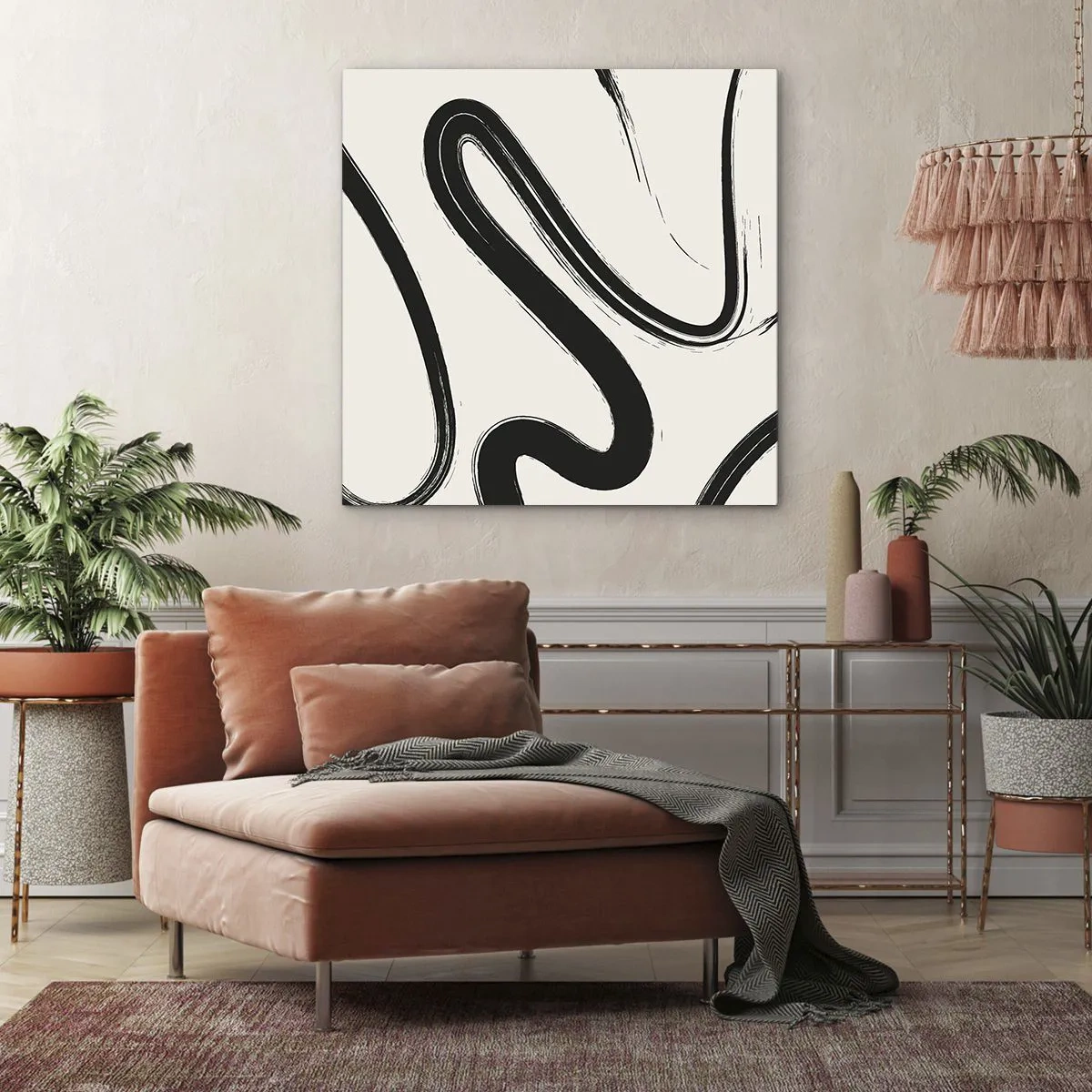 Lærredstryk - Billede på lærred - Sort og hvid fantasifuldhed - 40x40 cm